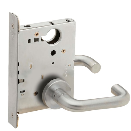 Schlage Grade 1 Full Dummy Trim w/Case Mortise Lock, 03 Lever, A Rose, Satin Chrm Fnsh, Field Reversible L9176 03A 626